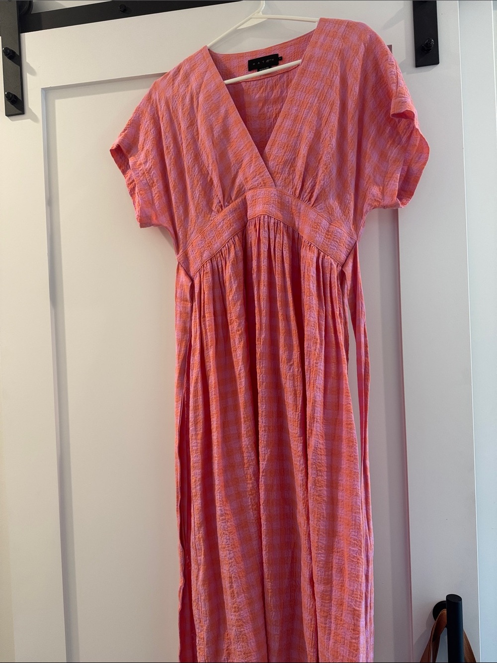Hatch Coral-Pink V-Neck Maxi Dress